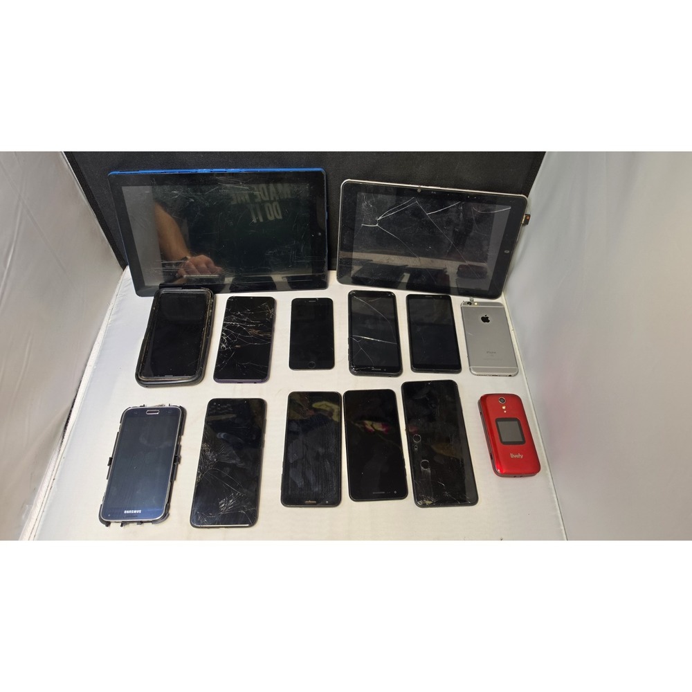 Lot Of 14 Phones/tablets LG Iphone Samsung Parts Or Repair Untested/broken.